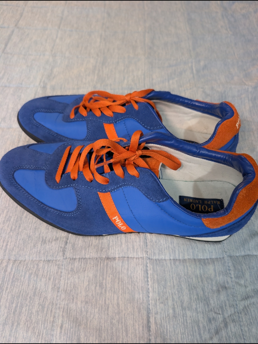 Polo by Ralph Lauren Men’s Jacoby Blue & Orange Casual Sneakers Size 11.5D